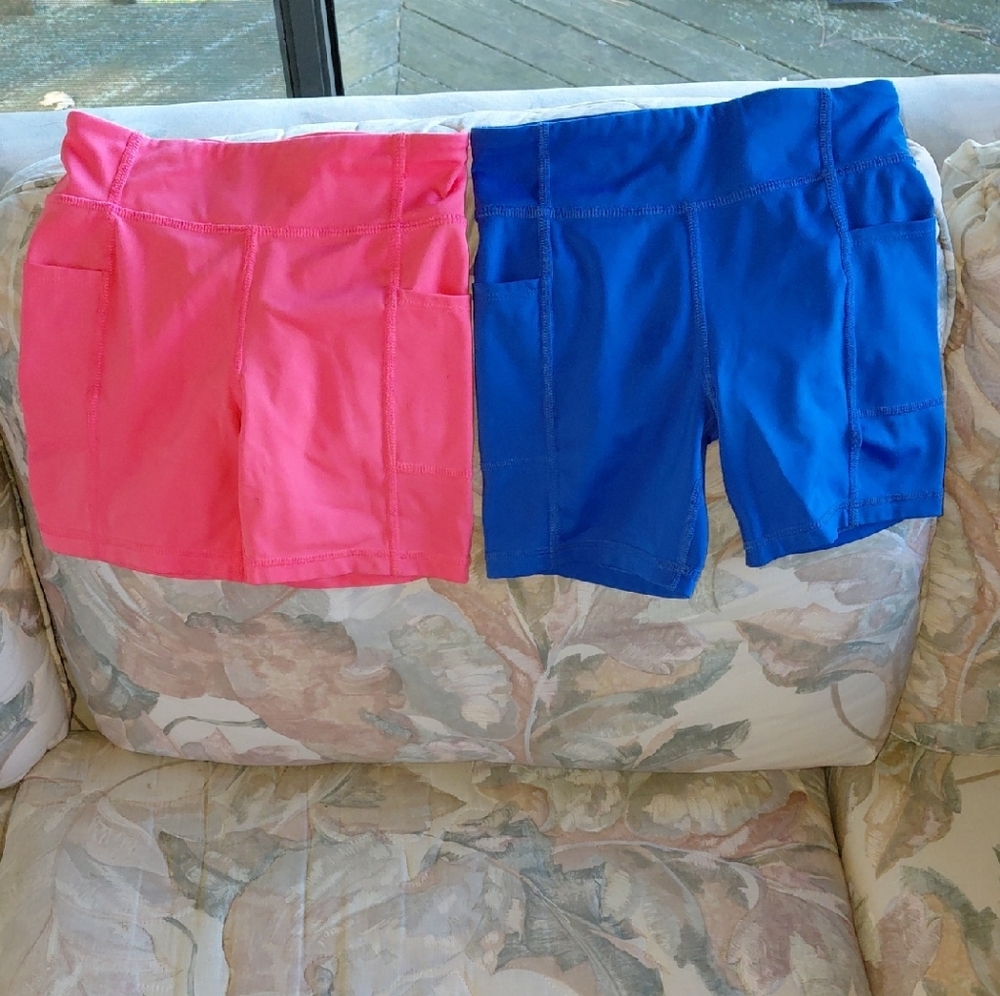 Primary Pink and Blue Kids Bike Shorts